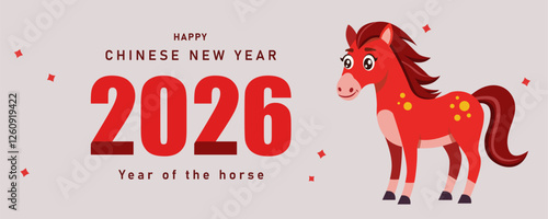 2026 chinese new year ,happy chinese new year 2026, year of the horse backgrounds with red horse. Vector New Year banners, posters, newsletters, greeting card, postcard
