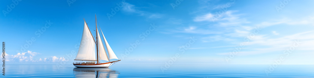 Sailboat is sailing in the ocean. Minimalistic background. Sailboat is sailing in the ocean. Minimalistic background.