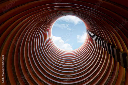 Photography Low angle perspective from the circular atrium of a multistorey public housing e