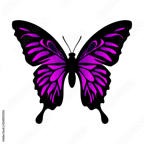 symmetrical purple and black butterfly