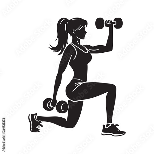 dumbbell, fitness, gym female logo