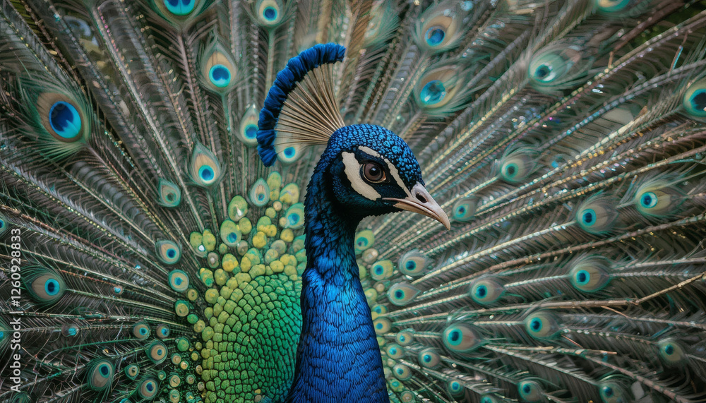 Fototapeta premium Peacock Feather with Unique Design and Vibrant Colors