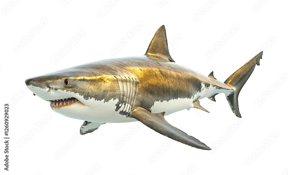 Naklejka premium Shark encounter underwater ocean wildlife depth isolated on transparent background - Generative AI