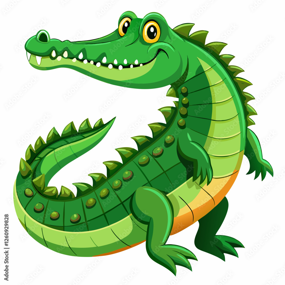 Fototapeta premium Crocodile vector, Simple color Design vector icon with white background. Wild Animal Vector., Cartoon vector, 2d vector