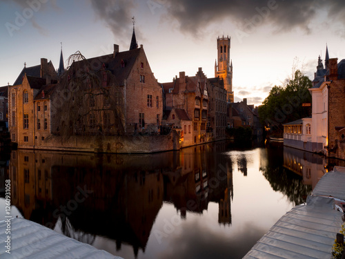 Obraz na płótnie Belgium, Bruges, Belfry bell tower w salonie
