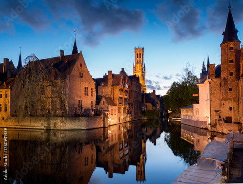 Obraz na płótnie Belgium, Bruges, Belfry bell tower w salonie
