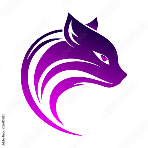 elegant and shimpel blue cat logo