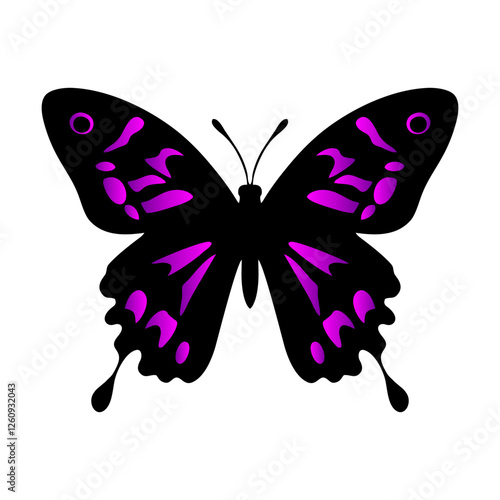 symmetrical purple and black butterfly