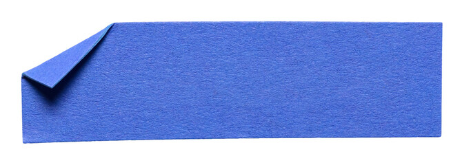Blue piece of isolated cut out blank paper note cardboard with folded corner dog-ear earmark and copy space for text, transparent png background design element