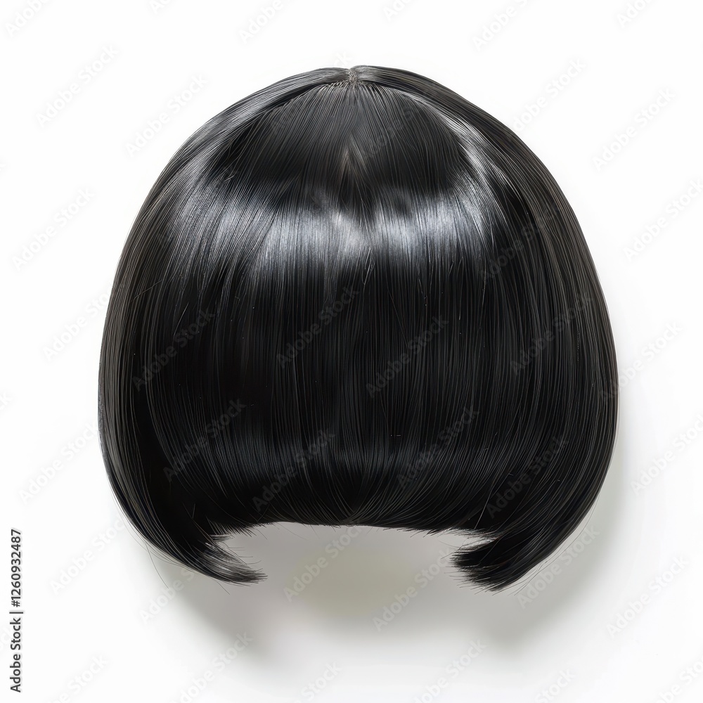 Naklejka premium Stylish short black bob wig isolated on white background hair focus
