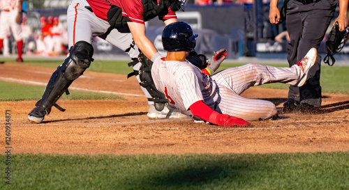 Schilderij op canvas baseball player sliding