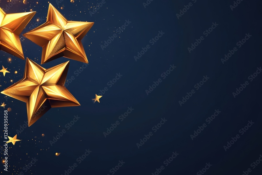 Obraz premium There are three shining gold stars set against a rich dark blue background