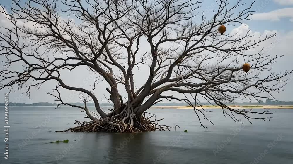 Mangrove tree growing in the middle of the sea near the beach shore portrait view Mangrove tree growing in the middle of the sea near the beach shore portrait view
