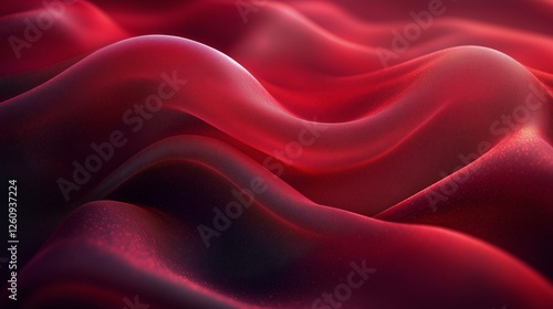 Abstract texture of red fabric creating dynamic waves and folds in soft lighting