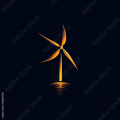 A stunning silhouette of a wind turbine against a dark backdrop, symbolizing renewable energy and sustainability photo