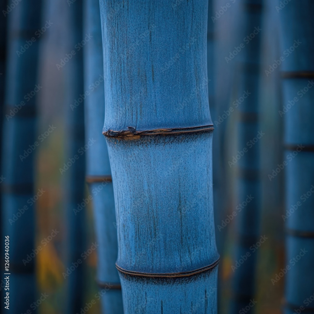Obraz premium Serene Blue Bamboo Forest Surrounded by Mist with Tall Stalks Standing Gracefully and Creating a Calming Natural Atmosphere in Nature