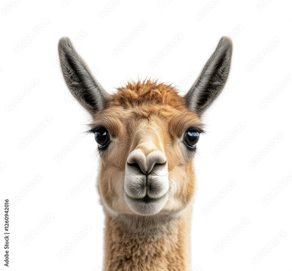 Obraz premium Llama portrait animal creative isolated on transparent background - Generative AI