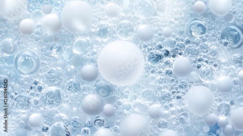 Wallpaper Mural Mesmerizing display of white spheres floating in tranquil water, study in abstract visual harmony Torontodigital.ca