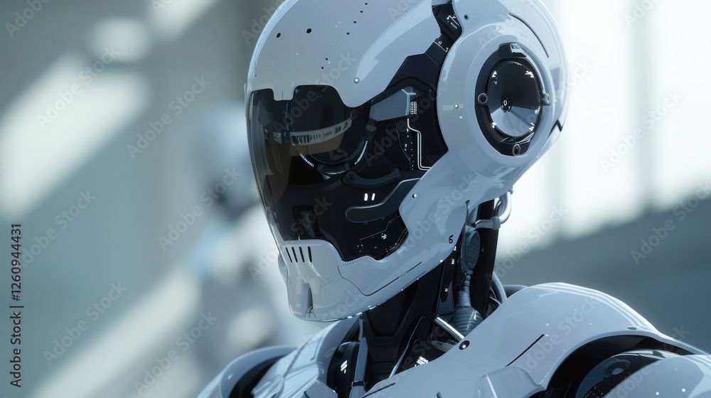 Fototapeta premium Futuristic Robot Design Showcasing Advanced Technology with Sleek Aesthetics and Cutting-Edge Features in Modern Environment