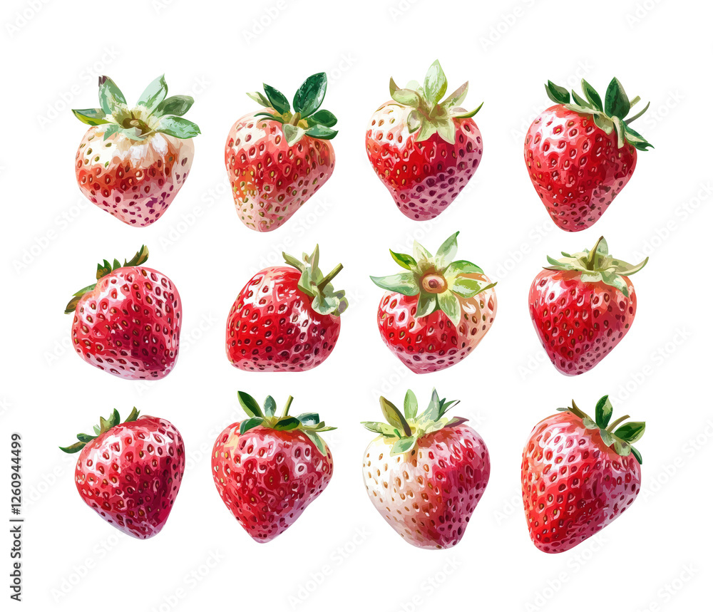 Fresh strawberries nature food isolated on transparent background - Generative AI Fresh strawberries nature food isolated on transparent background - Generative AI