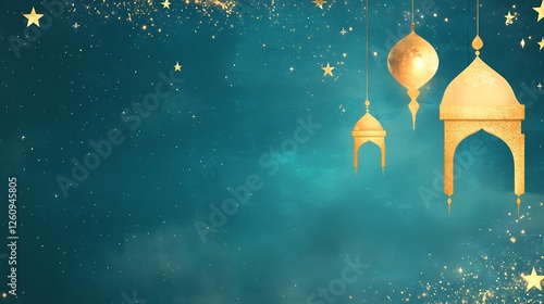 Golden Lanterns Hanging Against A Starry Night Sky