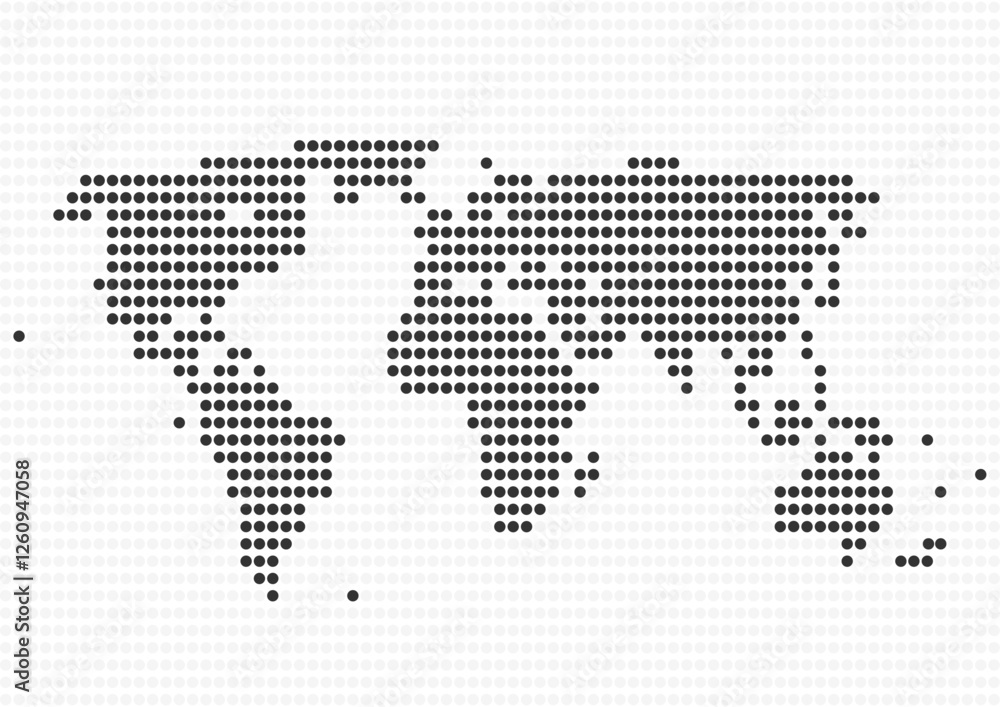 Fototapeta premium 水玉模様の世界地図イラスト（黒）