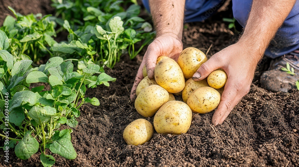 potato hand picking organic harvest. Harvesting fresh potatoes from the soil in a garden setting. potato hand picking organic harvest. Harvesting fresh potatoes from the soil in a garden setting.