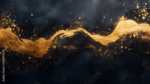 Textured black and gold abstract background with layered details and organic ...