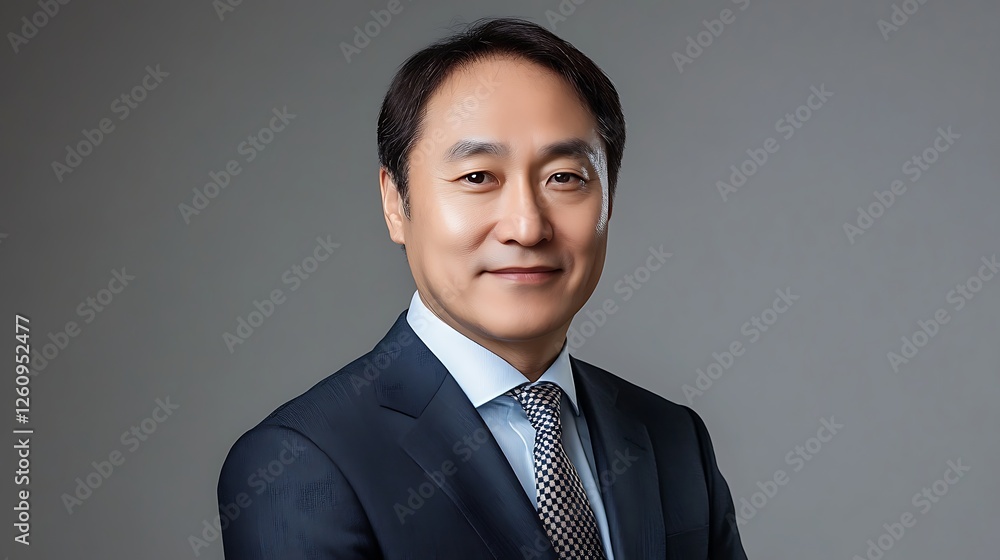 Portrait of a Confident Asian Businessman in a Suit