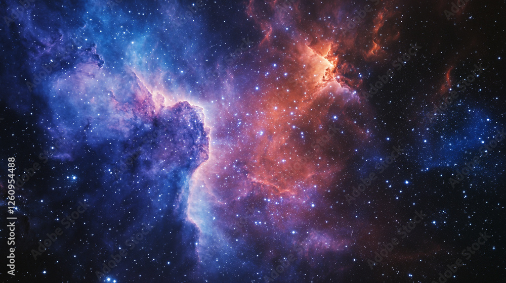 Fototapeta premium Colorful nebula showcasing vibrant cosmic clouds and twinkling stars in deep space