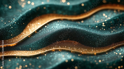 Artistic wall decoration featuring green and gold textures in a modern interi...