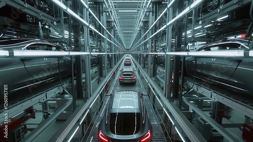 Obraz na płótnie Automated Car Production Facility w salonie
