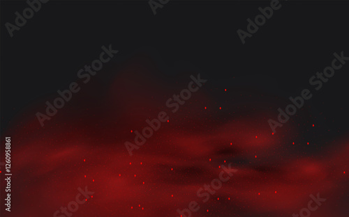 Spicy burst powder. Splashes of red pepper explosion. Overlay effect of chili or paprika spice splatters. Vector realistic illustration of hot, dried spices.