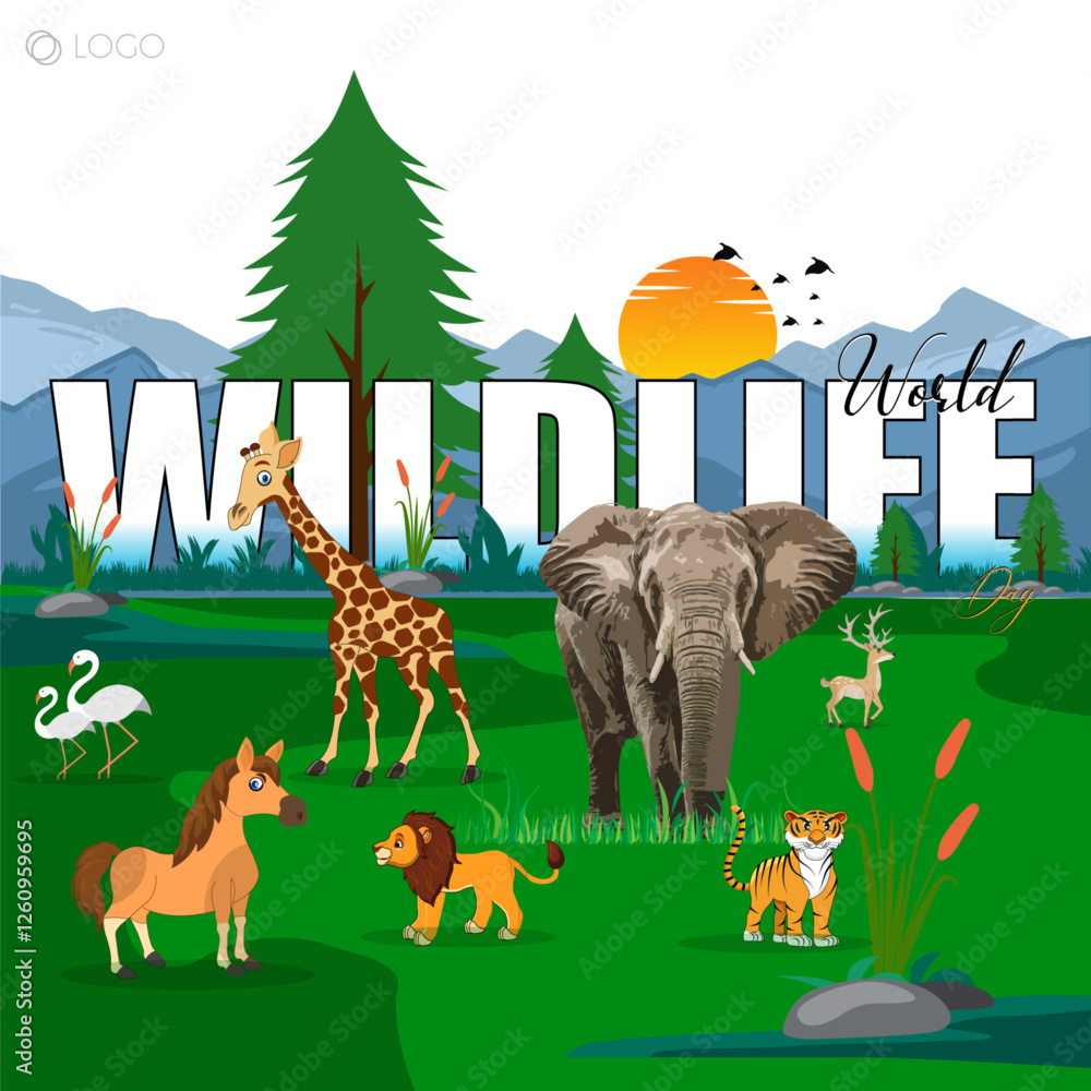 Obraz premium World Wildlife Day is celebrated on March 3rd to raise awareness about the importance of wildlife conservation
