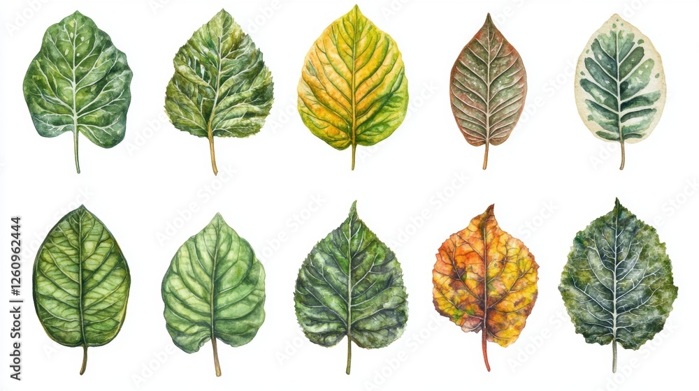 Fototapeta premium Artistic Illustration of Colorful Leaves Displaying Seasonal Changes and Natural Textures