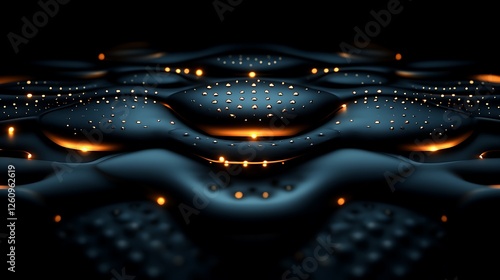 Abstract Dark Blue Surface With Golden Lights And Dots
