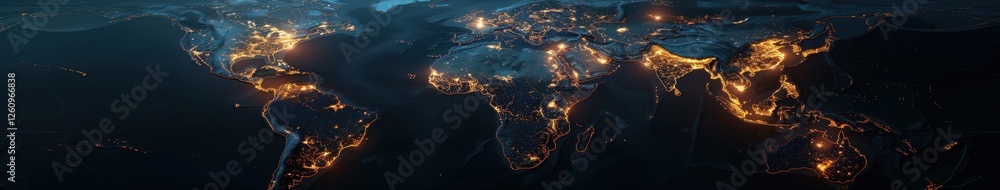 Global City Lights Map - Night World View