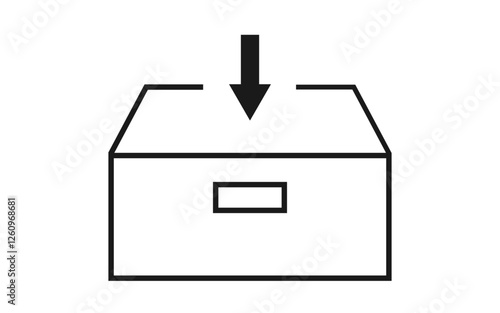 Archive box with down arrow image icon, vector archive box with down arrow