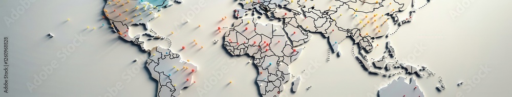 Global Map with Colorful Pins