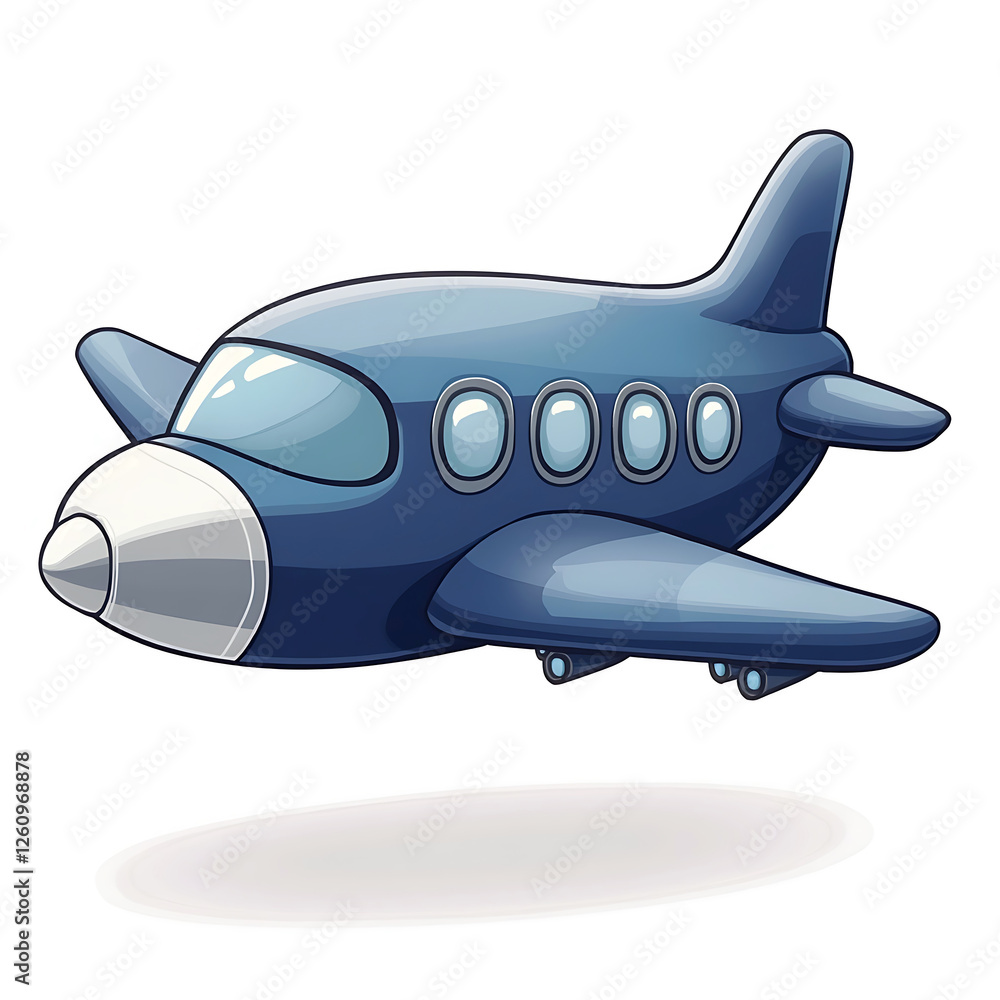 Obraz premium Digital illustration of a cartoon-style airplane. The background is a solid white.