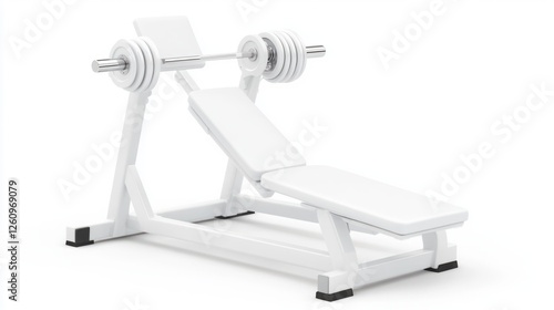 Contemporary Fitness Equipment for Weight Training and Strength Exercises, Adjustable Bench Press with Weights on Isolated White Background photo