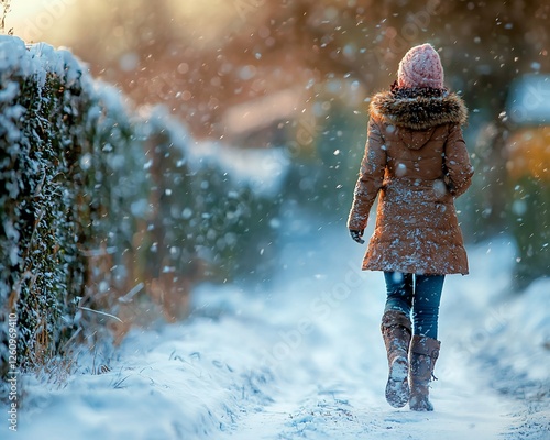 Winter walk, snow, girl, path, sunset, countryside, tranquil, photography photo