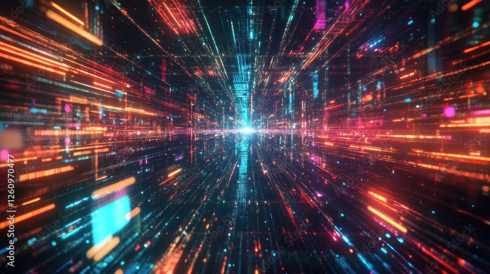 Futuristic city data stream tunnel Futuristic city data stream tunnel