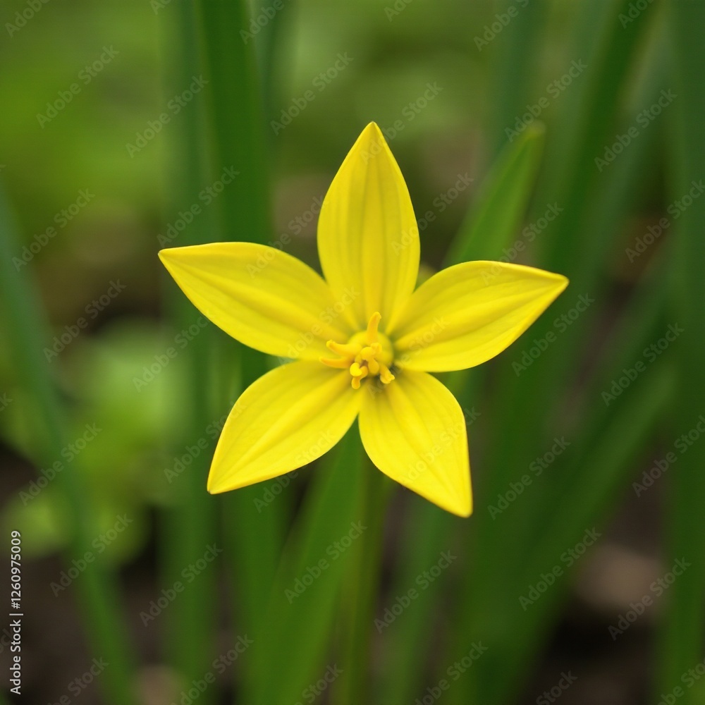 Star-shaped yellow flower blooming in the garden, selective focus, yellow Star-shaped yellow flower blooming in the garden, selective focus, yellow