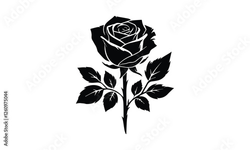 Roses tattoo, Black roses, Black silhouette of rose, Valentines day silhouette of rose.
