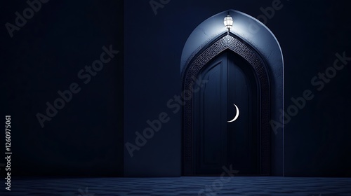 Nighttime Doorway Illuminated Crescent Moon