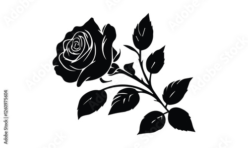 Roses tattoo, Black roses, Black silhouette of rose, Valentines day silhouette of rose.