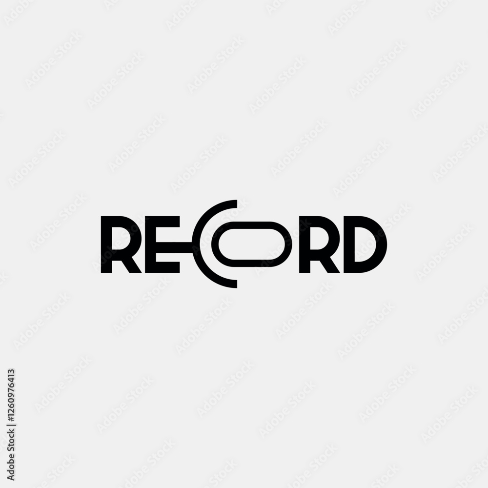 Vector record text logo design Vector record text logo design