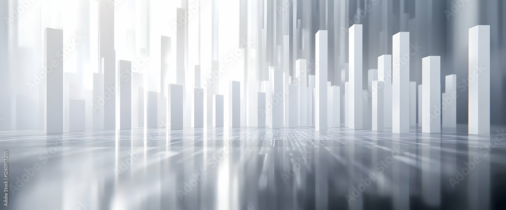Fototapeta premium Abstract financial background with a white bar graph and data chart