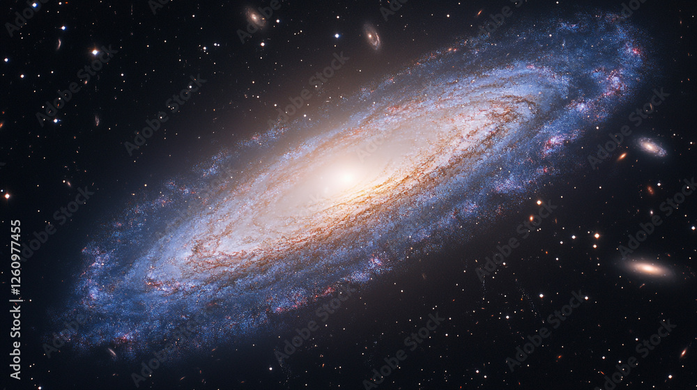 Fototapeta premium Majestic Spiral Galaxy Cosmic Nebula Space Background Stars Universe Astronomy Celestial Night Sky 